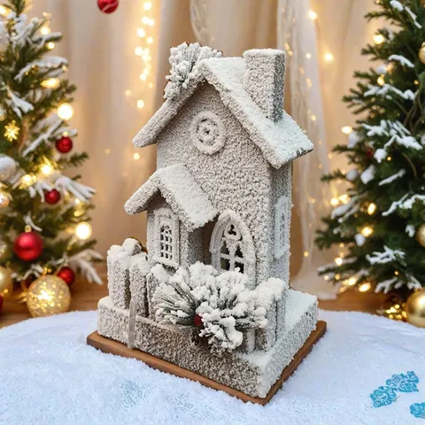 Weihnachten Holz Leuchtend Schneehaus Ornament Europäisch Kreativ Beleuchtet Hütte Handwerk Für Feiertag Schaufenster Haus Deko Tischdekoration