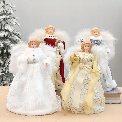 Weihnachtsbaumspitze Engel Dekoration Stoff Plüsch Flügel Engel Anhänger Elegante Weihnachtsbaum Dekoration Schmuck