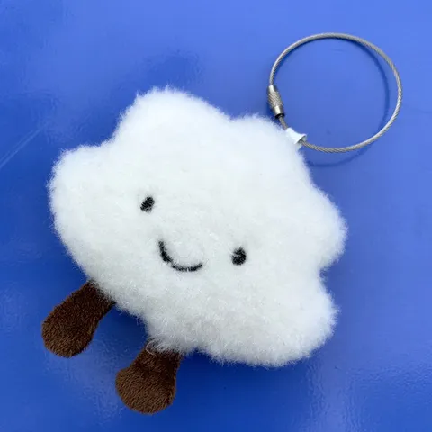 Cute White Cloud Plush Keychain Cartoon Stuffed Doll Backpack Pendant Soft Bag Hanging Decoration Ornament Charm For Women Girls
