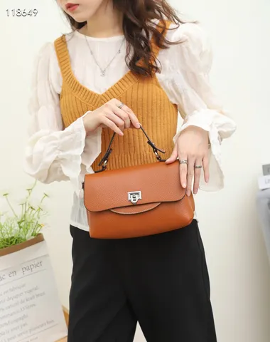 Damen Echtes Leder Handtasche Vintage Top Griff Umhängetasche Mode Pendler Crossbody Tasche Mit Metallschloss