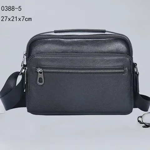 Bolso Bandolera de Cuero Verdadero para Hombre Piel de Vaca Bolso de Negocios Crossbody Múltiples Bolsillos Bolso