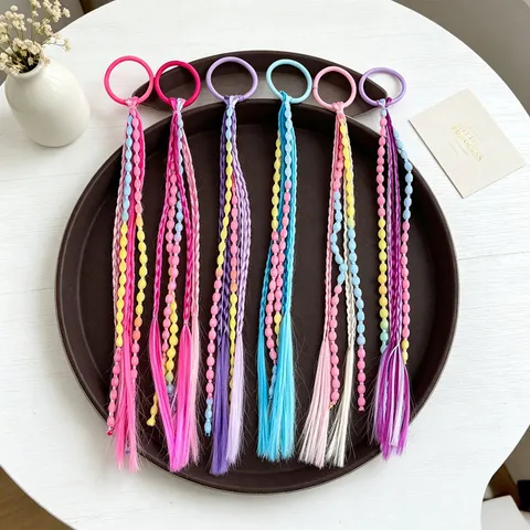 Elastici per Capelli in Treccia Colorata in Fibra Sintetica per Bambini Supporti per Coda di Cavallo Elastici per Ragazze Con Perline