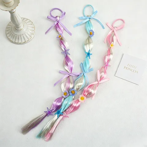 Kinder Kunsthaar Zopf Pferdeschwanz Haaring Süß Seestern Blume Schleife Bubble Braid Haargummis Für Mädchen Party Täglich Haarschmuck