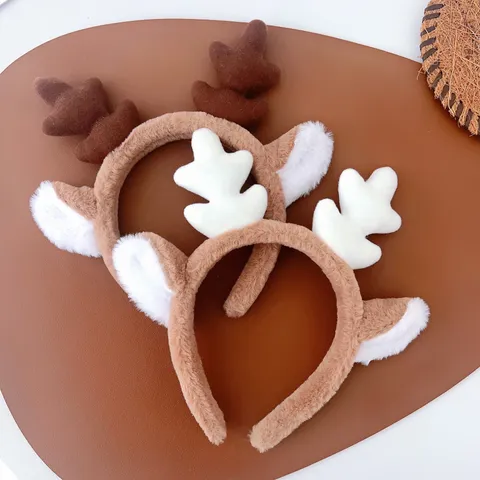 Serre-tête de Noël Bois de Cerf Peluche Oreilles de Renne Mignon Bandeau Animal pour Femmes Enfants Fête Accessoires Cheveux