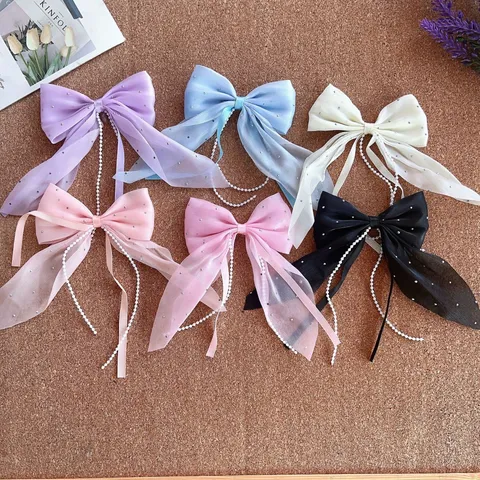 Doux Nœud Pince à Cheveux Perle Ruban Pince Crocodile Épingles à Cheveux Princesse Clips Bec de Canard pour Filles Enfants Accessoires Cheveux