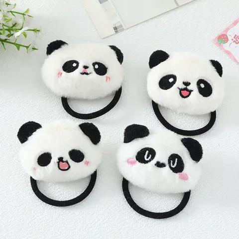 Mignons Élastiques à Cheveux en Peluche Panda Dessin Animé pour Enfants Filles Bandeaux Élastiques Animaux en Peluche Faits Main Coiffure