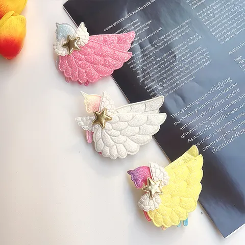 Mignonnes Pinces à Cheveux Licorne Dessin Animé Épingles à Cheveux Ailes Pailletées Étoile pour Filles Barrettes Poney Douces Matériaux de Coiffure Fait Main