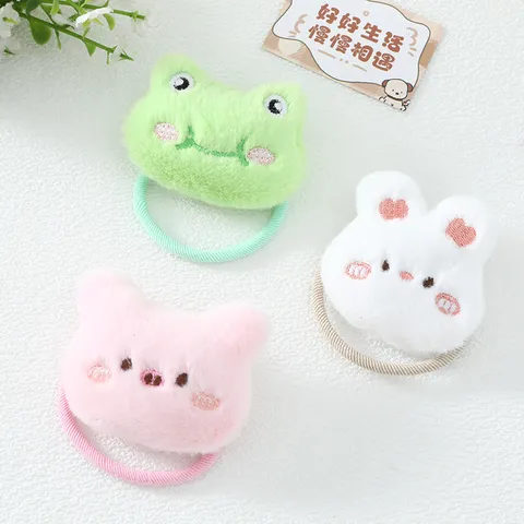 Lazos de Pelo de Animales de Peluche de Dibujos Animados Lindos Gomas de Pelo de Alta Elasticidad Gato Conejo Oso Cerdo Rana para Niñas Niños Accesorios