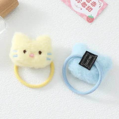 Lindas Gomas para el Pelo de Peluche de Animales de Dibujos Animados Suaves Soportes Elásticos para Cola de Caballo Gato Oso Conejo Rana Bandas para el Pelo para Niños Niñas Dulces Accesorios para el Cabello