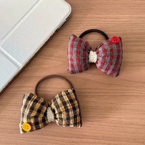 Preppy Stoff Kariert Schleife Haarschmuck Gepolstert 3D Schleife Haargummis Haarklammern DIY Handwerk Ornamente Für Mädchen