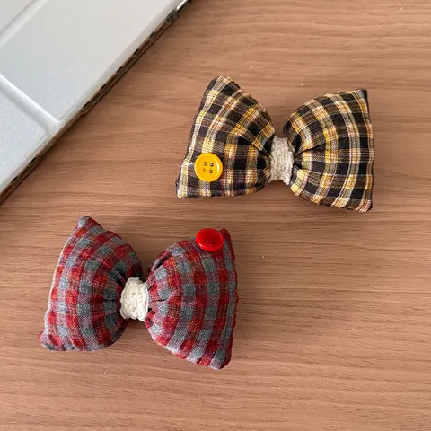 Preppy Stoff Kariert Schleife Haarschmuck Gepolstert 3D Schleife Haargummis Haarklammern DIY Handwerk Ornamente Für Mädchen