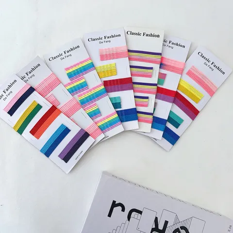 Barrettes à Cheveux Multicolores En Fer Barrettes Géométriques Simples Motif Plaid Set pour Enfants Filles Accessoires Cheveux