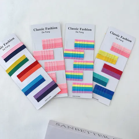 Barrettes à Cheveux Multicolores En Fer Barrettes Géométriques Simples Motif Plaid Set pour Enfants Filles Accessoires Cheveux