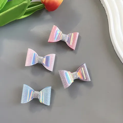 Pince à Cheveux Nœud Papillon en Tissu Paillettes Laser Style Coréen Fait à la Main Douce Barrette Bec de Cane Accessoires Matériel Vêtement Pour Enfants Filles Femmes