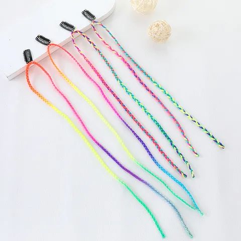 Colorful Braid Hair Extensions Hairpins For Kids Girls Multicolor Braided Twists Ribbon Hair Clips Headwear Trendy Styling Accessories