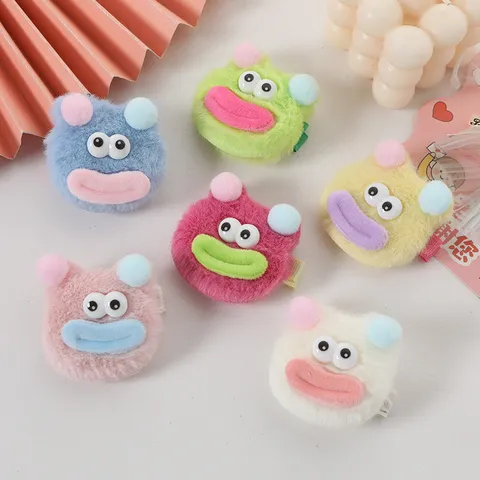 Mignonne Pince à Cheveux en Peluche Petit Monstre Drôle Fantaisiste Pince Crocodile Doux Frais Coiffure Automne Hiver Accessoires de Cheveux pour Femmes Filles