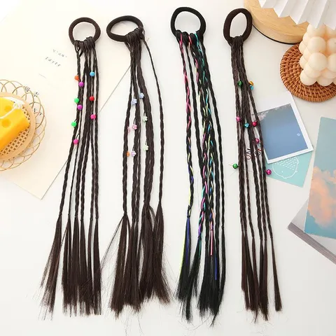 Bohemian Dolci Carini Bambini Colorati Elastici per Capelli Parrucca Intrecciata Fatti a Mano Fibra Sintetica Estensione Cordoncini Colorati Coda di Cavallo Festa Spettacolo Accessoires per Capelli