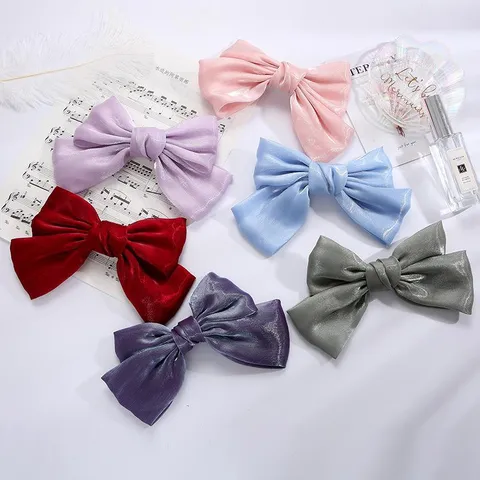 Fermaglio per Capelli con Fiocco Grande in Raso Elegante Francese Dolce Molletta a Molla con Fiocco Sovradimensionato Copricapo da Donna Ragazze