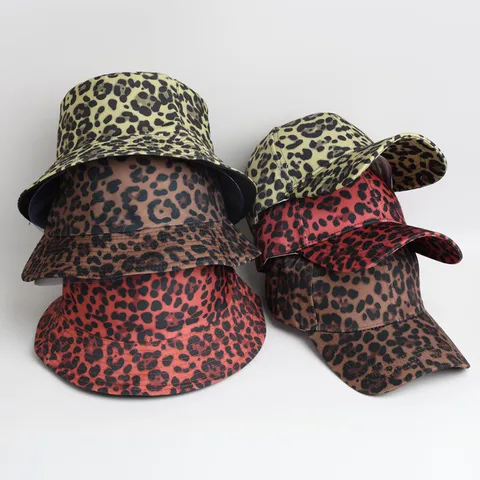 Gorra de Béisbol y Sombrero de Pescador de Moda con Estampado de Leopardo Protección Solar Sombreros Casuales