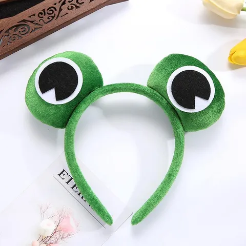 Diadema de Dibujos Animados de Rana con Ojos Grandes Linda Divertida Banda de Pelo de Felpa de Tela Suave para Mujeres Hombres Fiesta Cosplay Fotografía Accesorios para el Cabello