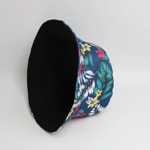 Chapeau Bob d'Été Unisexe pour l'Extérieur avec Protection Solaire Imprimé Floral de Feuilles Tropicales pour Adultes
