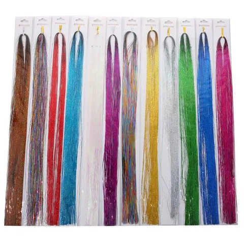 Extensions de Cheveux en Fils Laser Holographique Fils Métalliques Scintillants Accessoire de Cheveux pour Femmes Fête Décoration