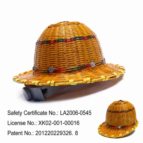 Casco di Sicurezza in Tessuto di Bambù Fatto a Mano Casco da Cantiere Traspirante Cappello Protettivo Regolabile