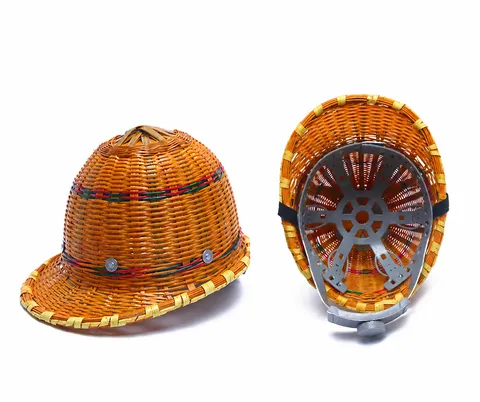 Casco di Sicurezza in Tessuto di Bambù Fatto a Mano Casco da Cantiere Traspirante Cappello Protettivo Regolabile