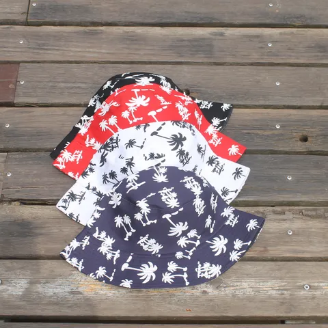 Sombrero de Pescador de Algodón Unisex Estampado Palmera Tropical Protección Solar Verano Aire Libre