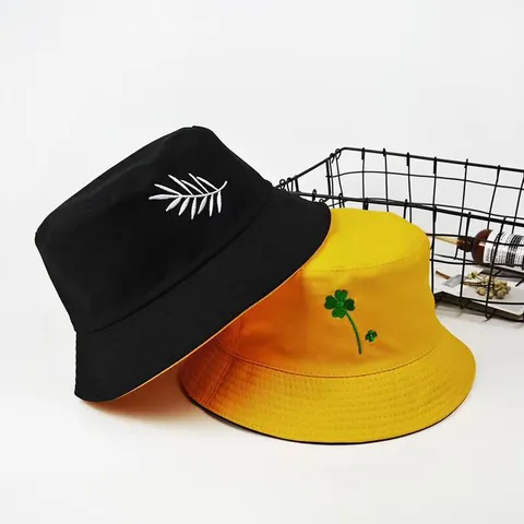 Chapeau Bob Imprimé en Coton Unisexe Double Face Protection Solaire Chapeau de Pêcheur Casquette de Voyage Extérieure Décontractée