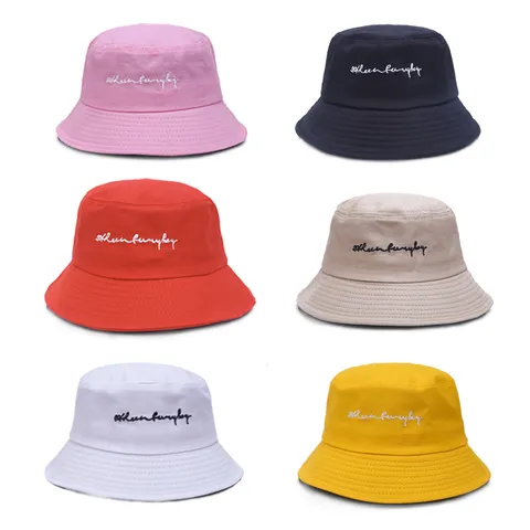 Sombrero de Pescador de Algodón Unisex Plegable Casual Sombrero de Sol de Verano Letra Bordada Gorra de Playa al Aire Libre
