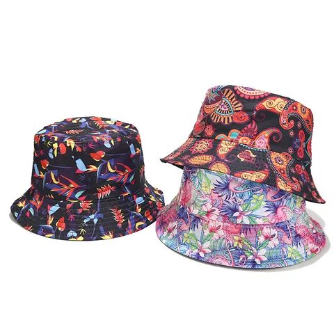 Sombrero de Pescador Reversible Unisex Casual Exterior Protección Solar Estampado Floral Fisherman Hat Verano Playa Accesorios