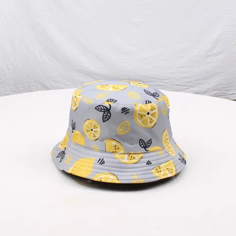 Sombrero de Pescador Reversible Unisex Lindo Estampado de Frutas Sombrero de Sol Verano Exterior Casual Playa Sombrero de Poliéster
