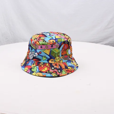 Sombrero de Pescador Estampado de Doble Cara Unisex Casual Graffiti Sombrero de Sol Moda Ala Ancha Gorra para Viajes al Aire Libre