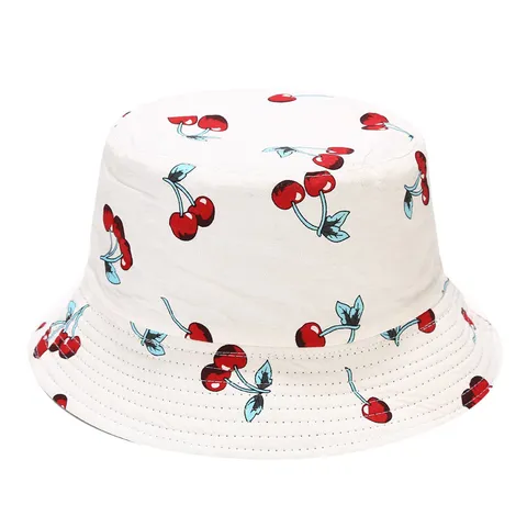 Sombrero de Pescador Unisex Verano Protección Solar Mezcla de Poliéster y Algodón Estampado de Frutas Sombrero Reversible Gorra Casual de Playa