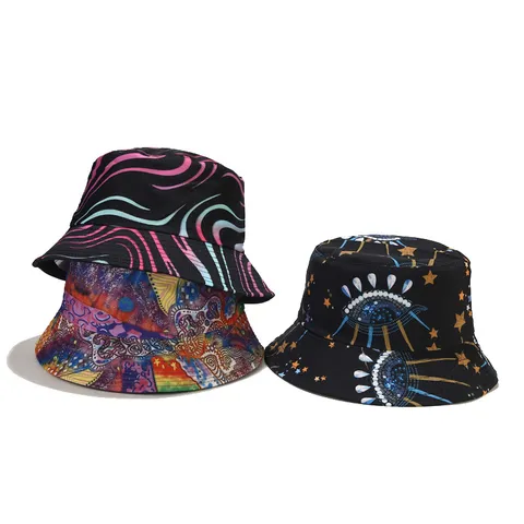 Sombrero de Pescador Estampado de Doble Cara Unisex Algodón Poliéster Casual Al Aire Libre Protección Solar Moda Viaje