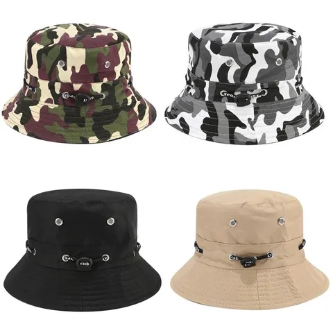 Sombrero de Pescador de Protección Solar Unisex al Aire Libre Sombrero de Pescador de Camuflaje de Sarga Transpirable Gorra de Viaje Casual Para Hombres y Mujeres
