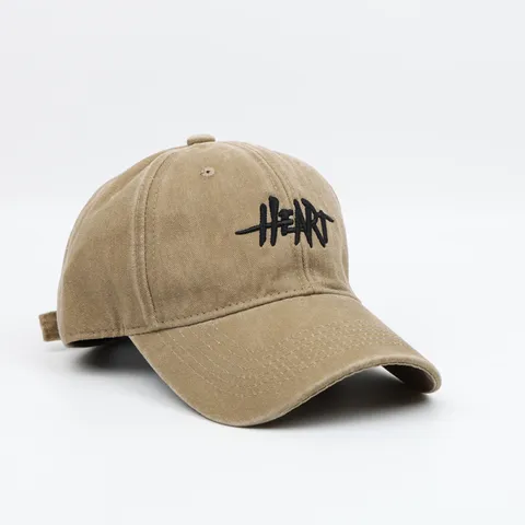 Gorra de Béisbol de Algodón Lavado Vintage Desgastado Mujer Hombres Sombrero de Sol Ajustable Bordado de Corazón de Letra Sombrero Casual