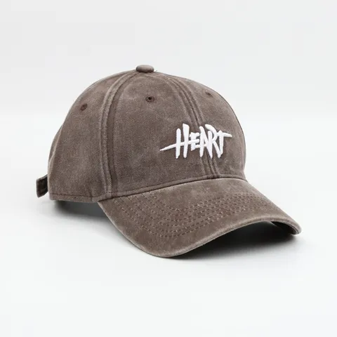 Gorra de Béisbol de Algodón Lavado Vintage Desgastado Mujer Hombres Sombrero de Sol Ajustable Bordado de Corazón de Letra Sombrero Casual