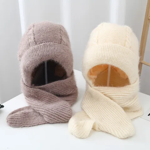 Gorro de Punto Forrado de Forro Polar de Invierno para Mujer y Bufanda Todo en Uno Gorro Acrílico Cálido Elegante Gorro de Clima Frío para Exteriores