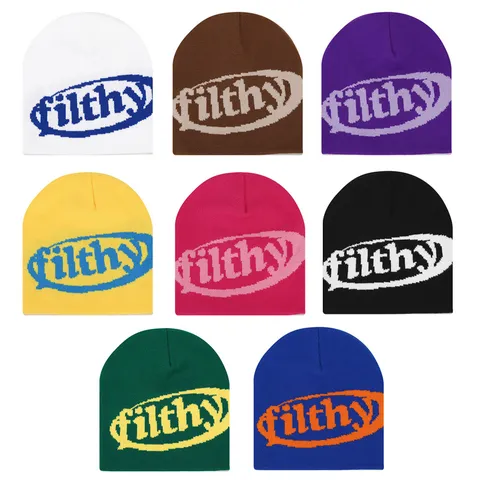 Gorro de Punto Cálido de Invierno de Acrílico Letra Bordada Casual Color Sólido Moda Gorro de Esquí al Aire Libre para Mujeres Hombres