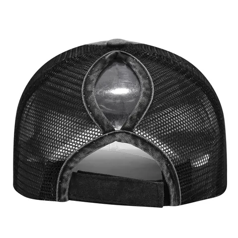 Gorra de Béisbol de Malla de Algodón Lavada Retro para Mujer Verano Exterior Transpirable Protección Solar Cola de Caballo