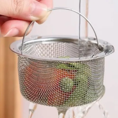 Edelstahl Küchenspüle Siebkorb mit Griff Feines Mesh Abflussfilter für Becken Abfallfänger