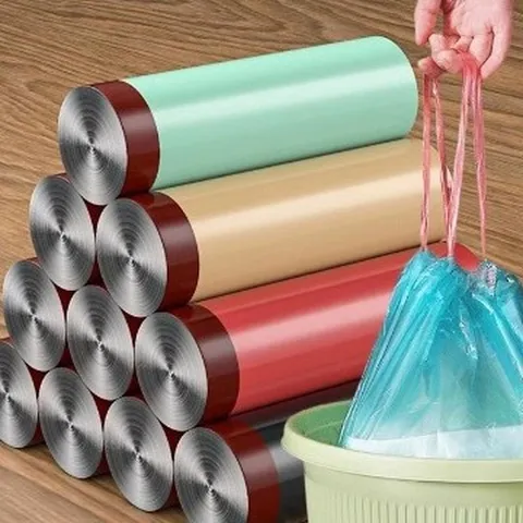 Bolsas de Basura con Cordón para el Hogar Bolsas de Basura de Plástico Desechables Bolsas de Basura con Cierre Automático Portátiles para Uso Diario en el Hogar