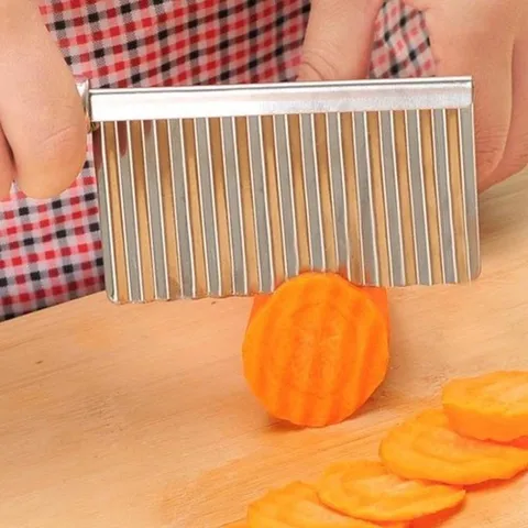 Edelstahl Wellenartiger Kartoffelschneider Kräuselmesser Küche Gemüseschneider Pommes Frites Schneider Kochutensil Werkzeug