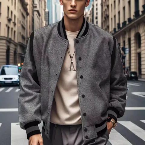 Men's Casual Fleece Lined Baseball Jacket Winter Warm Long Sleeve Patchwork Single-Breasted Outerwear Trendy Streetwear