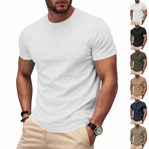 Maglietta da Uomo Estiva in Seta Ghiaccio ad Asciugatura Rapida Casual Tinta Unita Manica Corta Girocollo Regular Fit