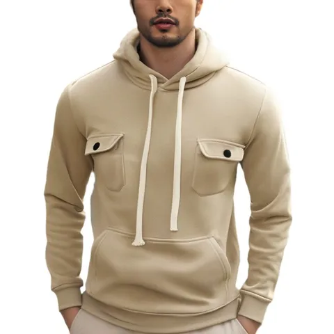 Felpa con Cappuccio Foderata in Pile Pesante da Uomo Inverno Casual a Manica Lunga con Tasche
