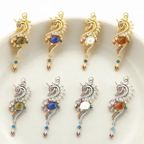 Traumhaft Seepferdchen Herz Katzengesicht Strass Charm Kupfer Vergoldet Emaille Anhänger Für Handgemacht DIY Halskette Armband Schmuckherstellung