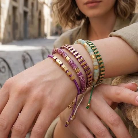 Boheems Handgemaakte Kralen Armbanden Voor Dames Heren Halfedelsteen Kleurafstemming Gevlochten Verstelbare Trekkoord Armbanden